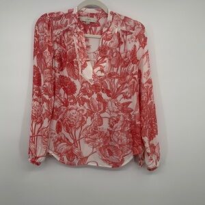 Ann Taylor Loft Floral V-Neck Blouse Size XS